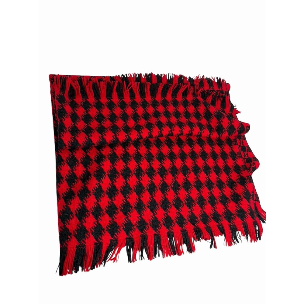 Pendleton Wool Blanket Red Black Check Pattern Fringe Large Throw 61”x68” - Picture 5 of 11